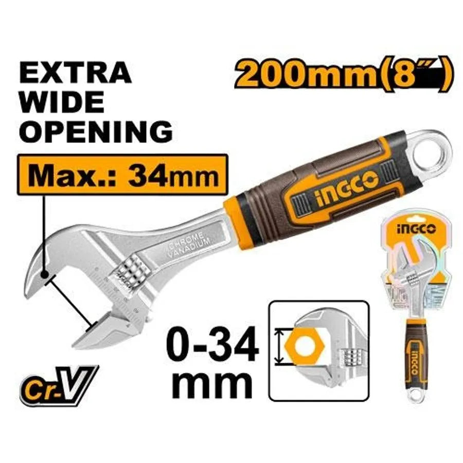 Adjustable Wrench 200mm - INGCO